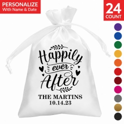 Happily Ever After PERSONALIZED Satin Bags - 24 PK
